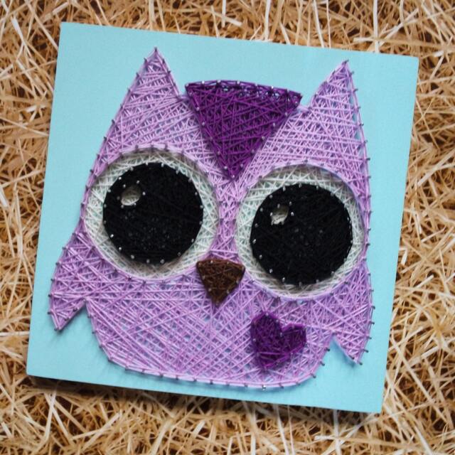 Kawaii Owl String Art Unique Gift Idea Handmade Home Decor Wall Hanging Cute Owl Picture Decoration By Deeisfordaisy - image 1