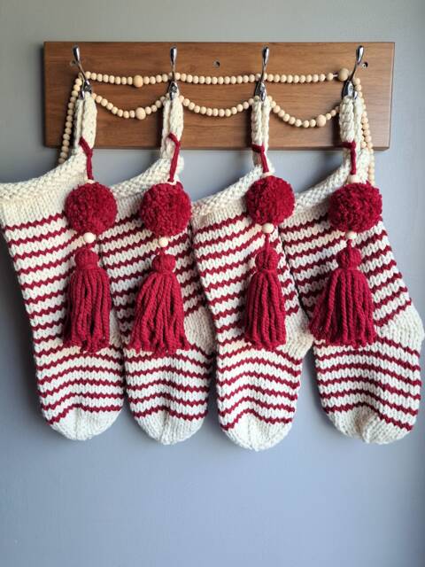 Hand Knit Christmas Stocking Traditional Scandinavian Decor - image 1
