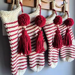 Hand Knit Christmas Stocking Traditional Scandinavian Decor - thumbnail 2