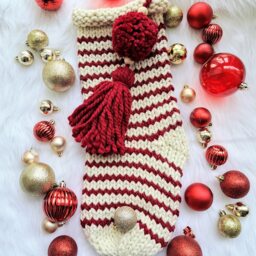 Hand Knit Christmas Stocking Traditional Scandinavian Decor - thumbnail 3