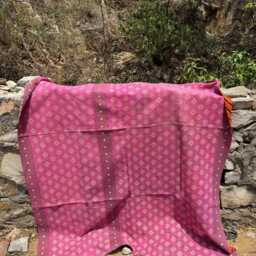 Authentic Vintage Kantha Quilt - Soft Pink Indian Patchwork Throw Sustainable Bedding - thumbnail 2
