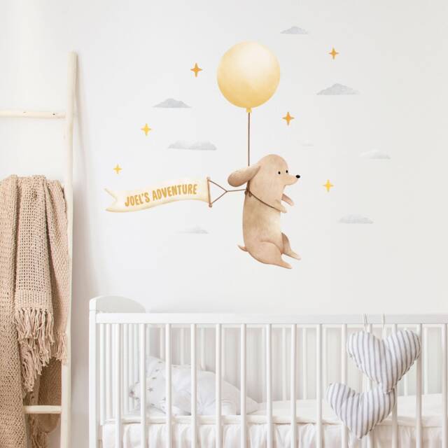 Personalised Balloon Dog Wall Decal, Plastic-Free Kids Room Wall Stickers - image 1