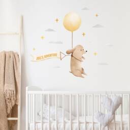 Personalised Balloon Dog Wall Decal, Plastic-Free Kids Room Wall Stickers