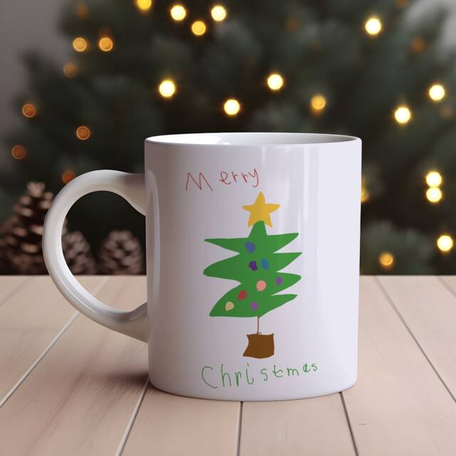 Personalised Christmas Ceramic Mug - Your Own Design Children's Drawing Child's Picture, Photo - image 1
