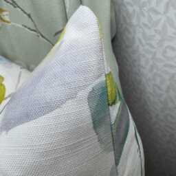 Vibrant Handmade Cushion Cover Featuring Abstract Multicoloured Leaves in Voyage Fabric - thumbnail 4