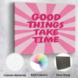 Good Things Take Time Canvas Wall Art Inspirational Quote Minimalist Neutral Aesthetic Decor Bedroom Office Girl Pink Hanging Cute Artwork - thumbnail 4