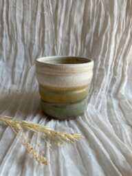 Bamboo Bubble Ceramic Cup Or Planter, Handmade Glazed Pot, 350Ml Green Vessel, Unique British Gift, Handcrafted Plant Pots, Coffee Cup