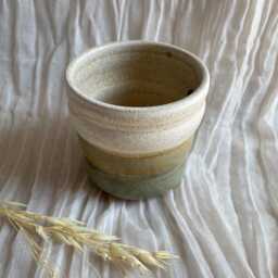 Bamboo Bubble Ceramic Cup Or Planter, Handmade Glazed Pot, 350Ml Green Vessel, Unique British Gift, Handcrafted Plant Pots, Coffee Cup - thumbnail 2
