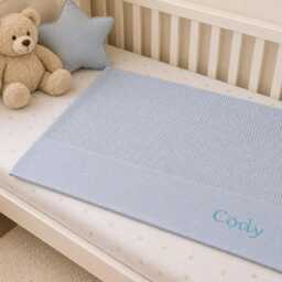 Personalised Baby Blanket, Embroidered Name, 100% Cotton Newborn Gift, Shower Gift Boy Girl - thumbnail 4