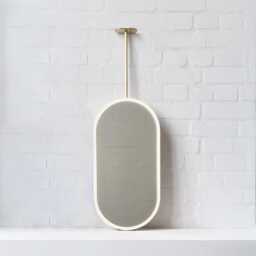 Capsula Ceiling Hanging Suspended Mirror With A Brass Frame & Front Illumination