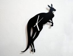 Kangaroo Jumping Silhouette - Wall Clock