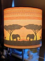 Savannah Elephants - Bedside Lamp African Sunset Night Light Decoupage Gift