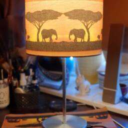 Savannah Elephants - Bedside Lamp African Sunset Night Light Decoupage Gift - thumbnail 2