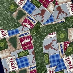 Woodland Camp Hike Trail Hemstitch Receiving Baby Blanket & 2 Burp Cloths, Diy Crochet Flannel Blanket, Pine Trees, Red Blue Tan Green - thumbnail 2