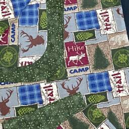 Woodland Camp Hike Trail Hemstitch Receiving Baby Blanket & 2 Burp Cloths, Diy Crochet Flannel Blanket, Pine Trees, Red Blue Tan Green - thumbnail 3
