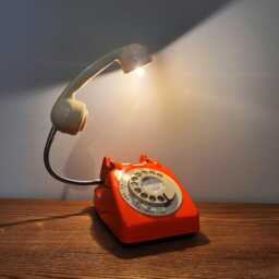 Orange Desk Lamp, Retro Telephone Lamp - thumbnail 2