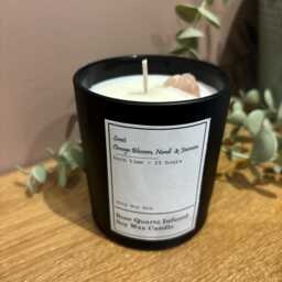 Crystal Candle - Rose Quartz Soy Wax Black Jar Gift Present 300G - thumbnail 2