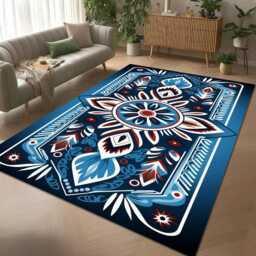 Nordic Folk Mandala Rug - Scandinavian Geometric Tile Mat - thumbnail 2