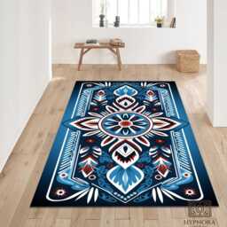 Nordic Folk Mandala Rug - Scandinavian Geometric Tile Mat - thumbnail 3