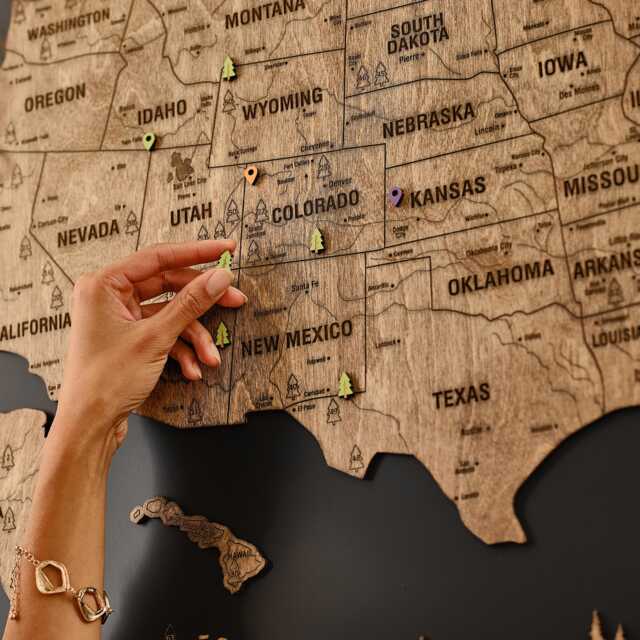 National Park Map Apartment Decor, Usa Travel With Pins, Push Pin 5Th Anniversary Gift, Wooden Wall Art Home Improvement - image 1