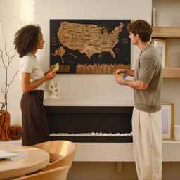 National Park Map Apartment Decor, Usa Travel With Pins, Push Pin 5Th Anniversary Gift, Wooden Wall Art Home Improvement - thumbnail 2