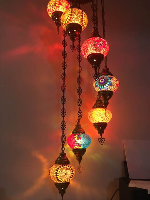7 - Ball Turkish Water Drop Style Mosaic Chandelier Multi-Color Warm Mix - image 1