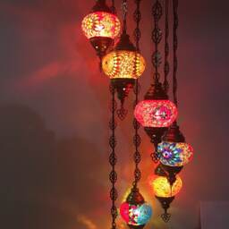7 - Ball Turkish Water Drop Style Mosaic Chandelier Multi-Color Warm Mix - thumbnail 2