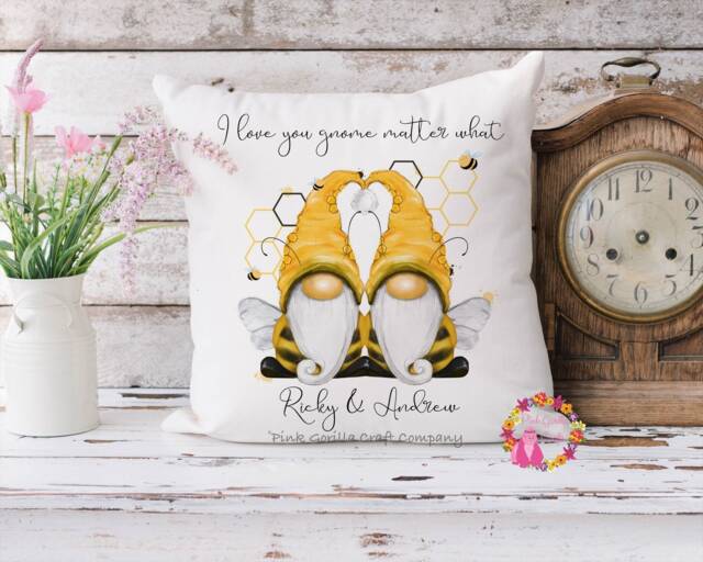Valentine Gift, Bee Cushion, Personalised Anniversary Wedding Pillow, Gift For Husband, Boyfriend, Same Sex - image 1