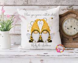 Valentine Gift, Bee Cushion, Personalised Anniversary Wedding Pillow, Gift For Husband, Boyfriend, Same Sex - thumbnail 1