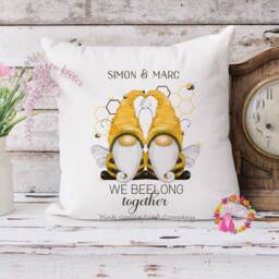 Valentine Gift, Bee Cushion, Personalised Anniversary Wedding Pillow, Gift For Husband, Boyfriend, Same Sex - thumbnail 2