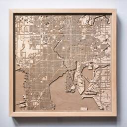 Tampa Wooden Map - Laser Cut City Streets, 3D Framed Wall Art - thumbnail 1