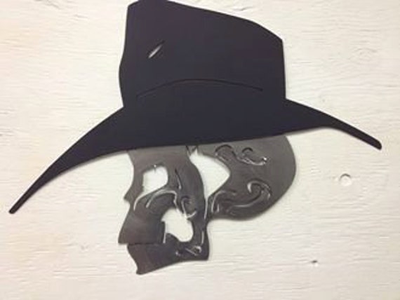 "Metal Grim Reaper Cowboy Skull Wall Hanging 18"" X 12.5" - image 1