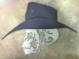 "Metal Grim Reaper Cowboy Skull Wall Hanging 18"" X 12.5" - thumbnail 2