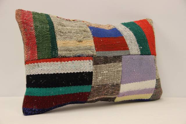 Turkish Kilim Pillow Patchwork Throw Pillow Accent Sofa Lumbar Covers 12X20 in - 30 X 50 cm 4Oef-1053 - image 1
