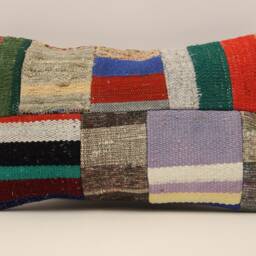 Turkish Kilim Pillow Patchwork Throw Pillow Accent Sofa Lumbar Covers 12X20 in - 30 X 50 cm 4Oef-1053 - thumbnail 2