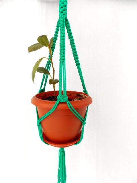 Green Macrame Mini Plant Hanger Hanging Planter 20 Inches 3mm Wall Hanging Flower Pot Gift Idea Indoor Or Outdoor Decor Planter Pattern - image 1