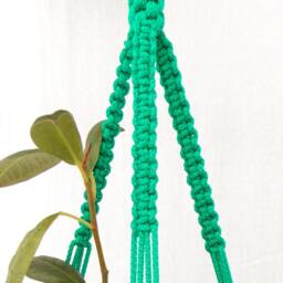 Green Macrame Mini Plant Hanger Hanging Planter 20 Inches 3mm Wall Hanging Flower Pot Gift Idea Indoor Or Outdoor Decor Planter Pattern - thumbnail 2