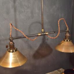 Vintage Industrial Double Shade Ceiling Sconce - Machine Age Flat Pendant Lamp Light Arm - thumbnail 3