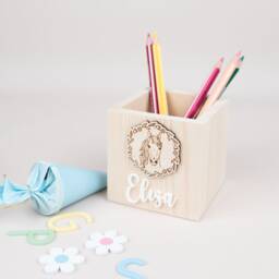 Personalized Wooden Horse Pencil Cup, Holder, Girl - thumbnail 3
