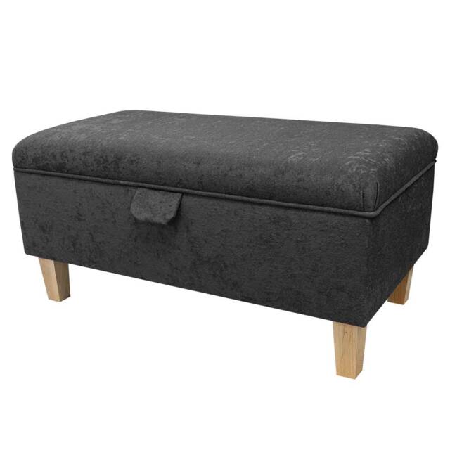 Handmade Plush Grey 70cm Storage Ottoman - Fabric Bespoke British Made - image 1