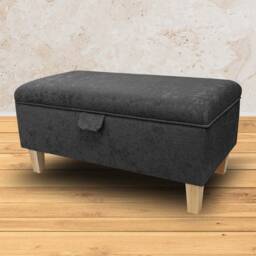 Handmade Plush Grey 70cm Storage Ottoman - Fabric Bespoke British Made - thumbnail 4