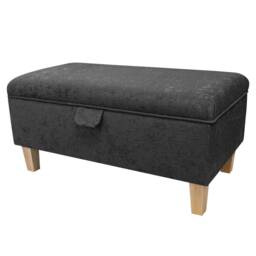 Handmade Plush Grey 70cm Storage Ottoman - Fabric Bespoke British Made - thumbnail 1