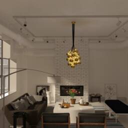 Gold Bubble Globe Cluster - Large Chandelier Custom Pendant Lighting Glass Led Bulbs High Ceiling Fixture - thumbnail 2
