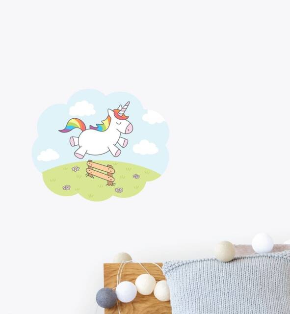 Counting Unicorns Wall Sticker Decal - Kids Stickers, Animals Childrens Decals, Art, Room, Girl, Boy