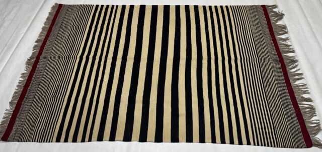 Handmade Flatweave Kilim Rug Modern Black & Neutral Accent Rug - image 1