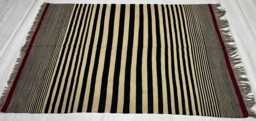 Handmade Flatweave Kilim Rug Modern Black & Neutral Accent Rug - thumbnail 1