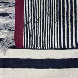 Handmade Flatweave Kilim Rug Modern Black & Neutral Accent Rug - thumbnail 4