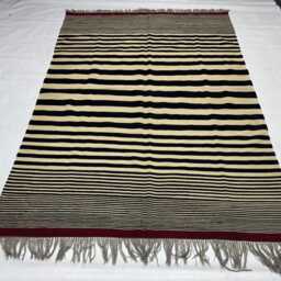 Handmade Flatweave Kilim Rug Modern Black & Neutral Accent Rug - thumbnail 3