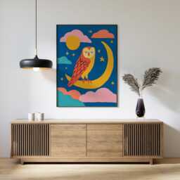 Owl Moon Poster, Nursery Animal Print, Children's Wall Art - thumbnail 4