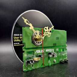Recycled Computer Part Clock Geek Desk Decor, Tech Gift - thumbnail 2